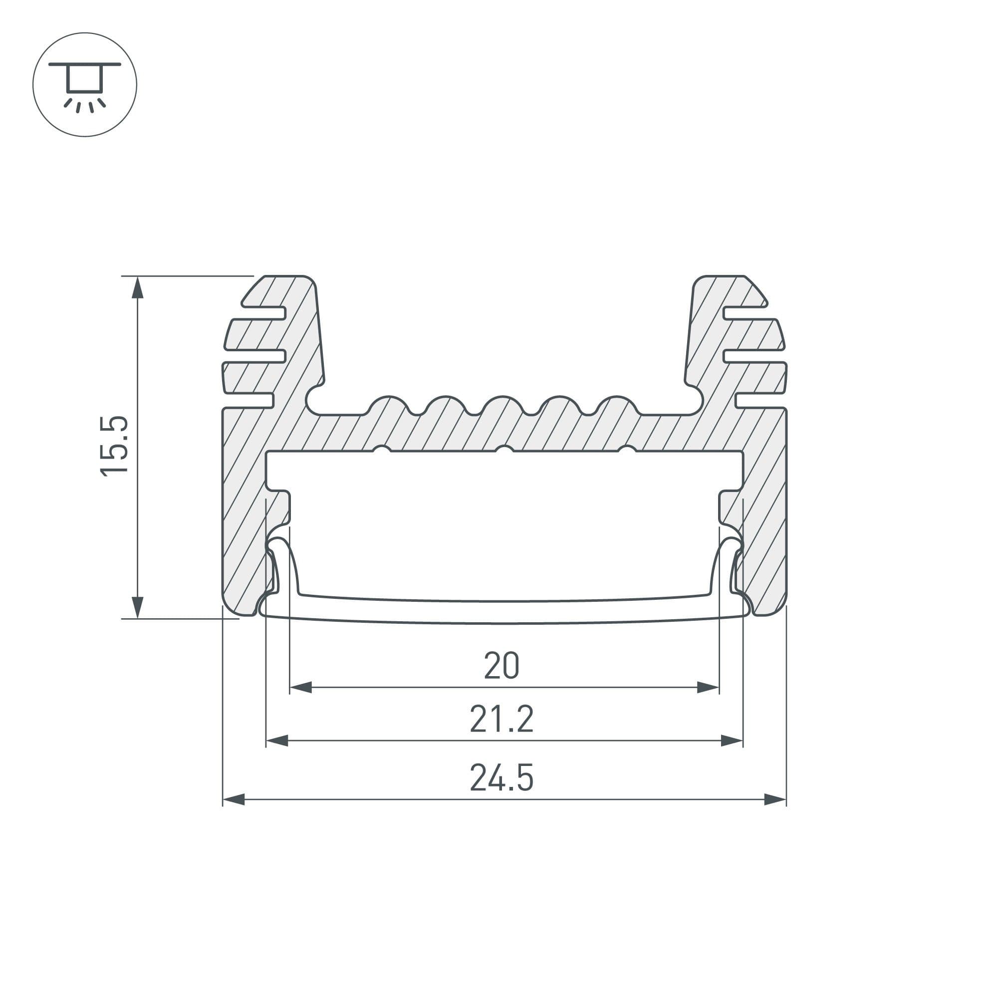 Arlight Профиль ARH-WIDE-H16-2000 ANOD (Алюминий) 018816 — миниатюра 2