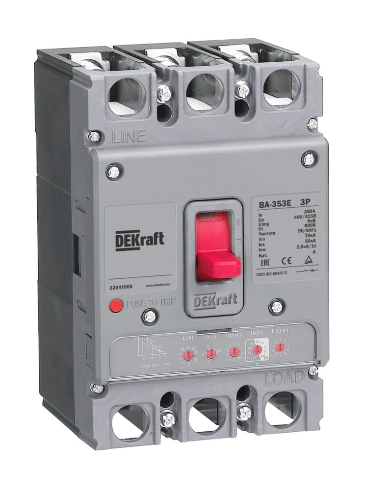 Dekraft Силовой авт. выкл. с электрон. расц. 3P 32А 70кА ВА-353E