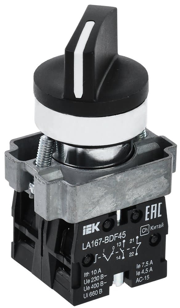 IEK Переключатель LA167-BDF45 2 положения 1з+1р черный