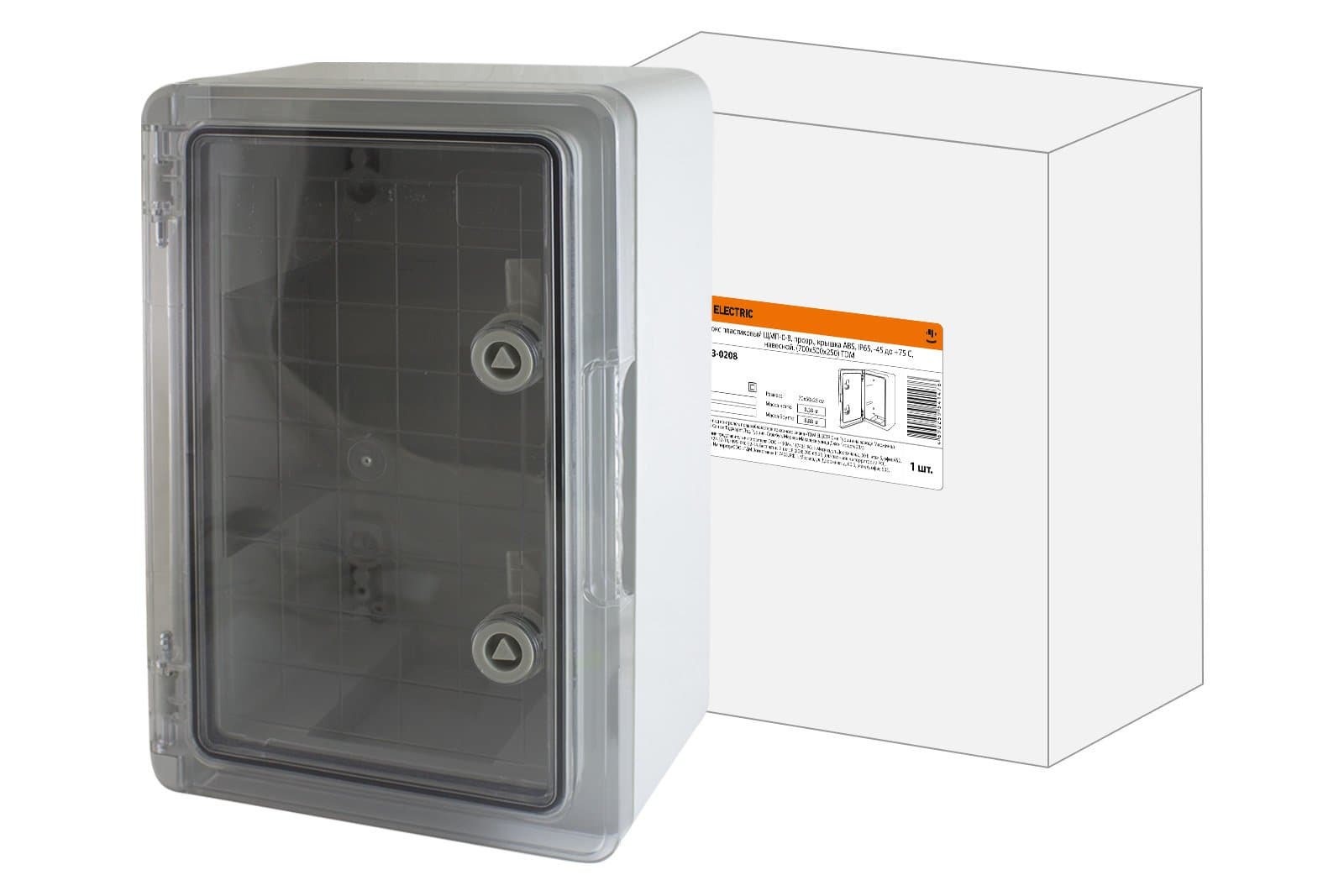 TDM Бокс пластиковый ЩМП-0-8, прозр., крышка ABS, IP65, -45 до +75 С, навесной, (700x500x250) SQ0933-0208