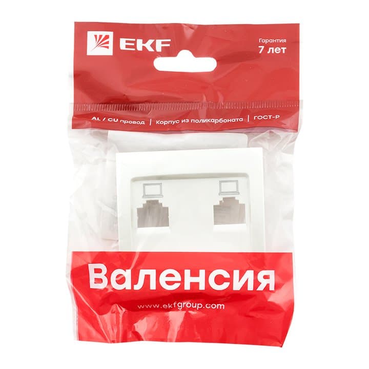 EKF PROxima Валенсия лицевая панель розетки RJ-45 2-местная жемчуг — миниатюра 3
