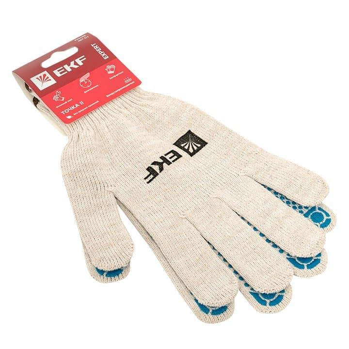 Перчатки рабочие ТОЧКА II с ПВХ-покрытием (10 класс, 9 разм) EKF Expert — миниатюра 1
