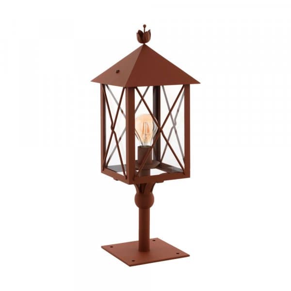 Eglo 64758 Уличный напольный светильник GAUDESI, 1X60W(E27), сталь оцинкованный, коричневый антик/ стекло, прозрачный — миниатюра 1