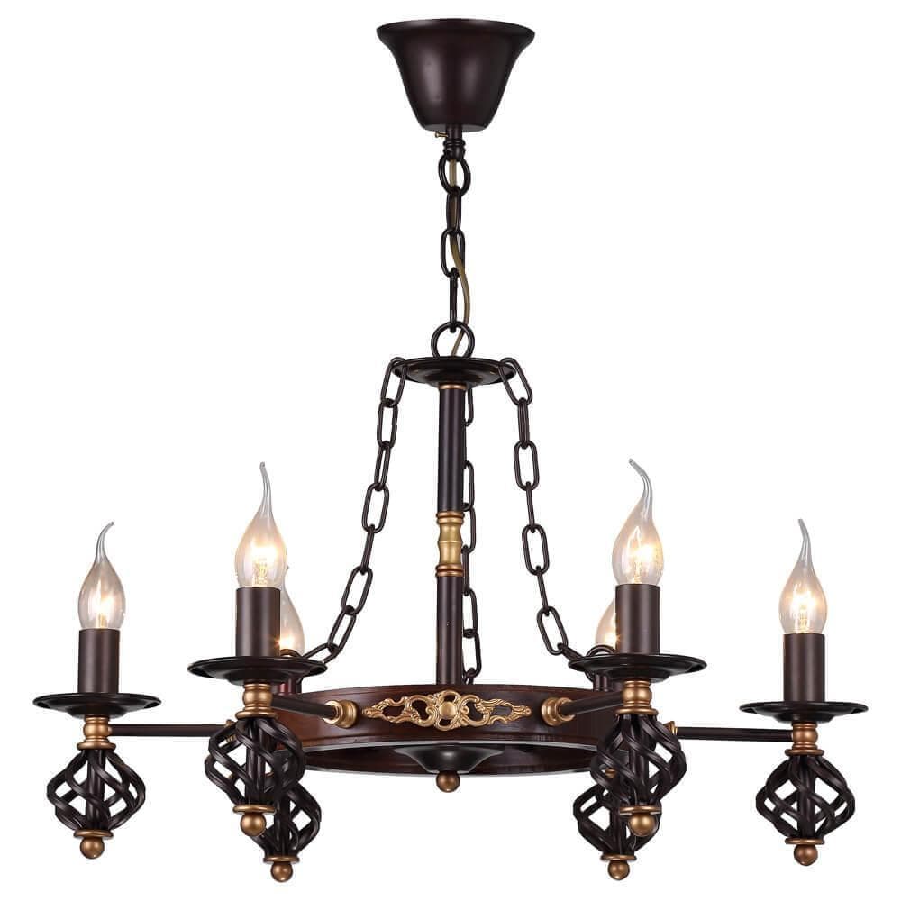Arte Lamp Cartwheel Коричневая Люстра 60W E14 A4550LM-6CK — миниатюра 1