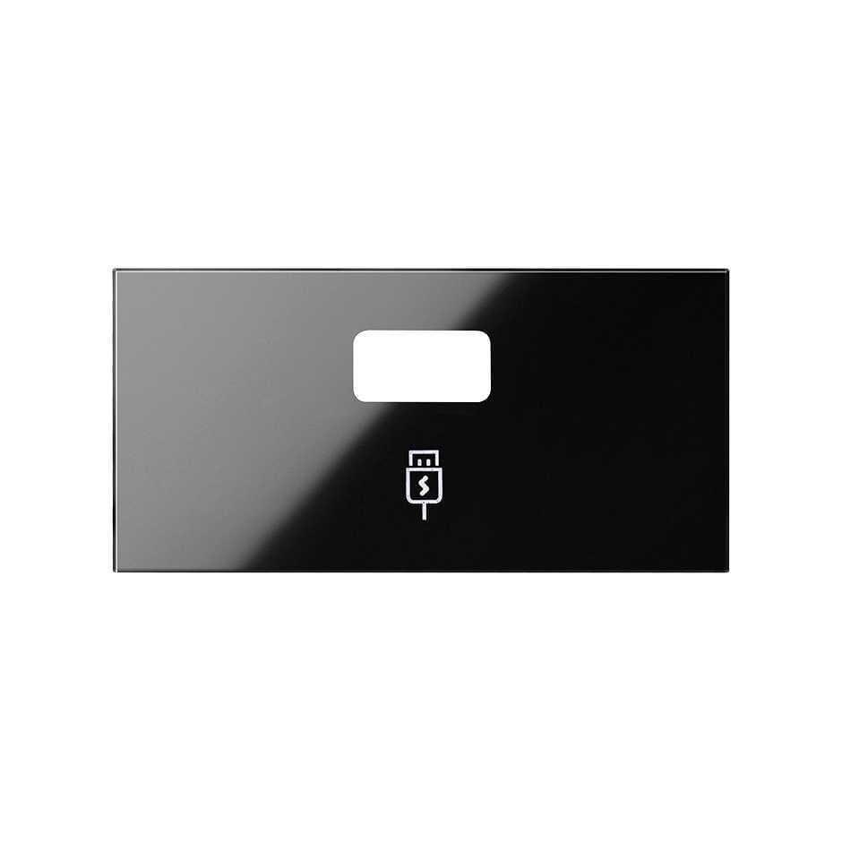 Simon 100 Черный глянец Накладка зарядного устройства USB SmartCharge 10001097-138