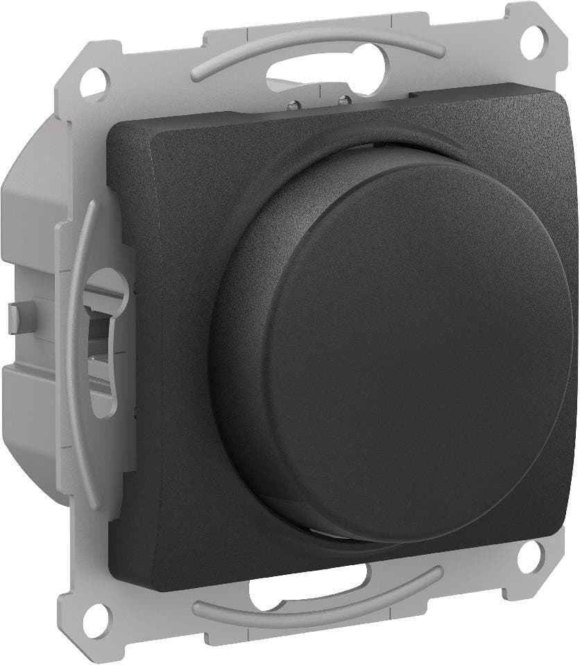 Systeme Electric Glossa Антрацит Светорегулятор (диммер) повор-нажим, LED, RC, 400Вт, мех.