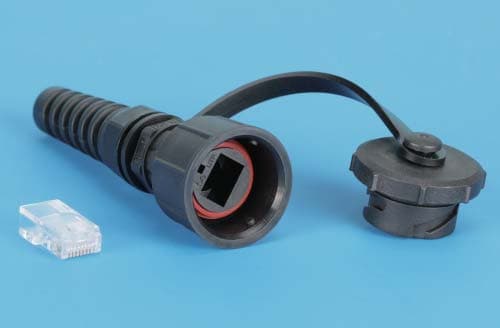 Hyperline PLUG-IE-8P8C-P-C5 Промышленный разъем RJ-45 (8P8C) под витую пару, IP67, категория 5e, с защитной крышкой 45903