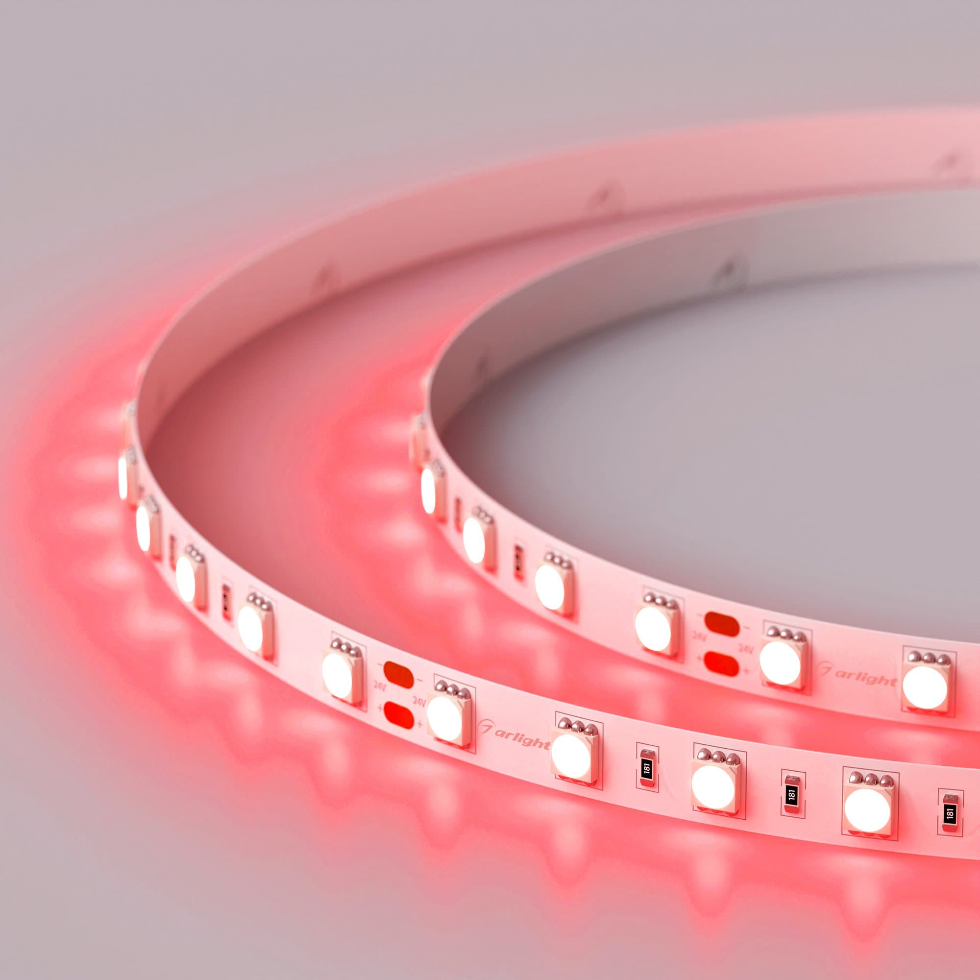 Arlight Светодиодная лента RT 2-5000 24V Red 2x (5060, 300 LED, LUX) (14.4 Вт/м, IP20) 008817 — миниатюра 2