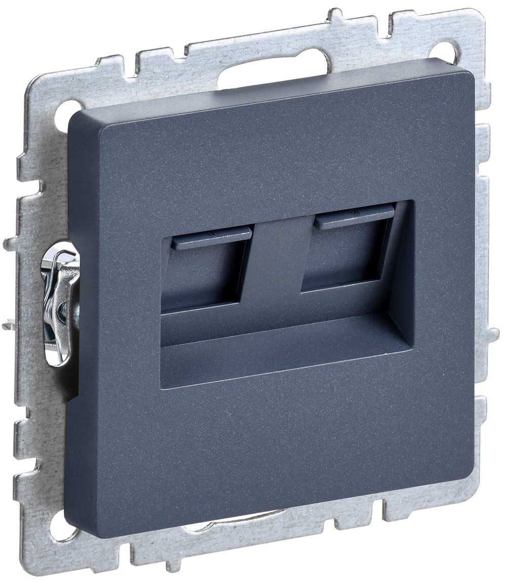 IEK BRITE BASE Маренго Розетка компьютерная двойная RJ45 кат.5E РК10-2-БрМ
