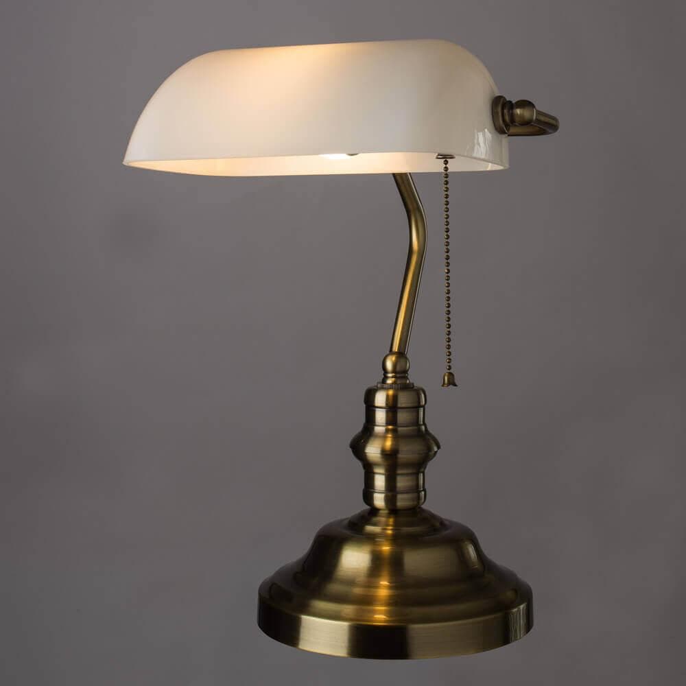 Arte Lamp Banker Бронза/Белая Лампа настольная офисная 1x60W 1xE27 A2493LT-1AB — миниатюра 3