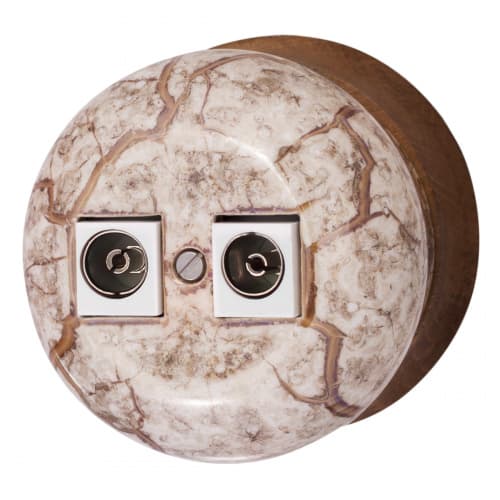 BIRONI Фаберже Керамика Мрамор золото Розетка телевизионная двойная, оконечная