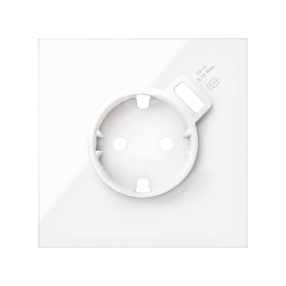 Simon 100 Белый глянец Кит 1 пост, фронт. Накладка на 1 розетку Schuko с з/у USB SC 10020109-130