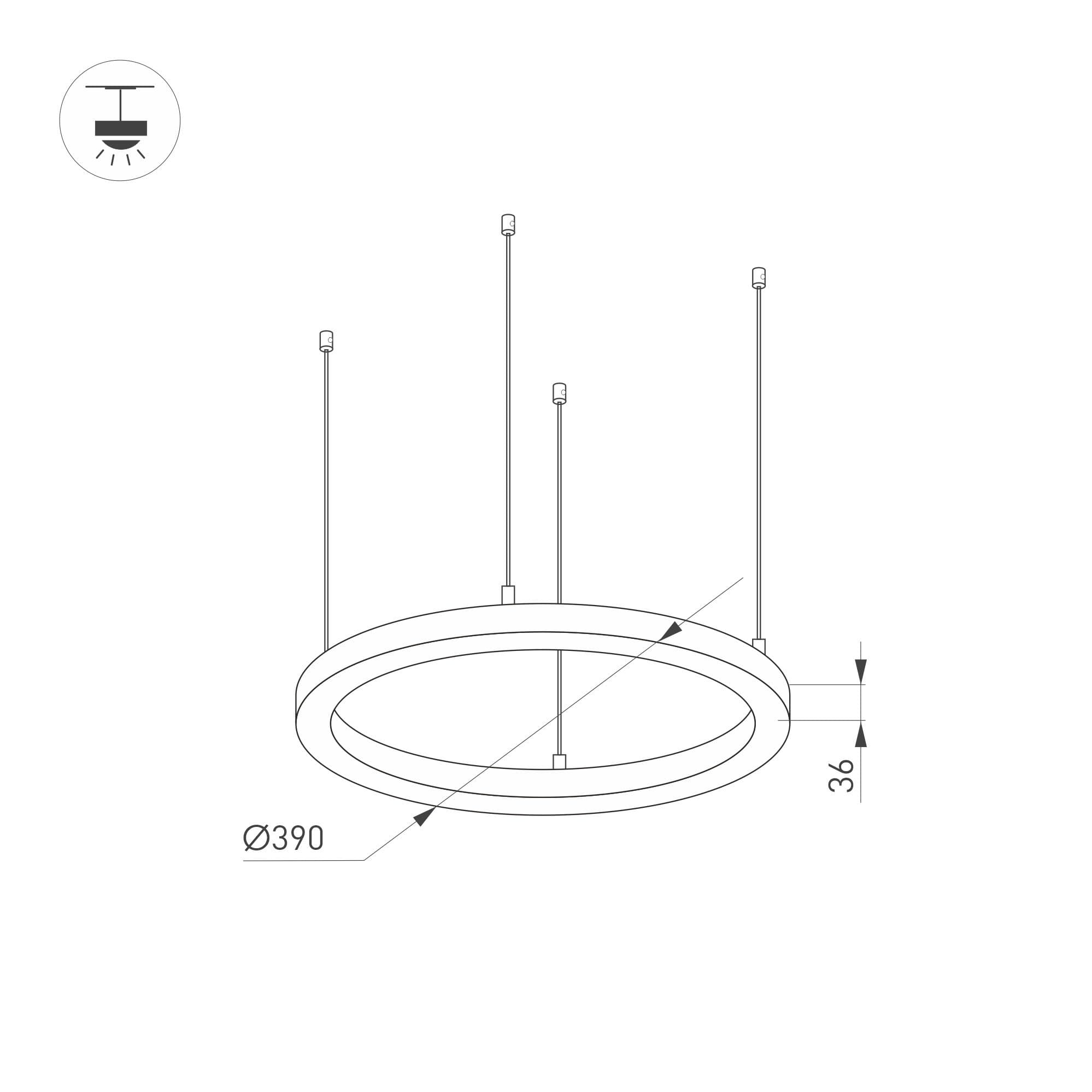 Arlight Светильник SP-LINE-HANG-ARC-O3535-D350-35W Warm3000 (BLACK, 230V) (Металл) 037883 — миниатюра 3