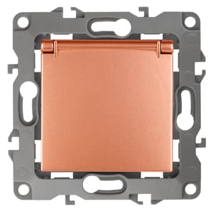 ЭРА 12-2103-14 Розетка 2P+E Schuko со шторками с крышкой, 16A-250В, IP20, 12, Медь