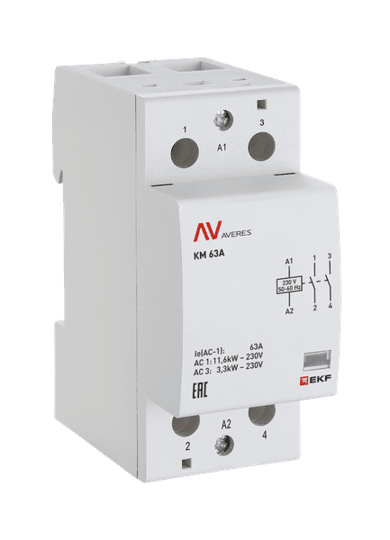 EKF Контактор модульный КМ 63А 2NO 110В АС (2 мод.) AVERES