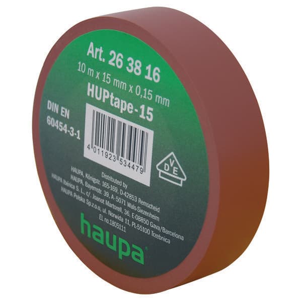 Haupa Изолента ПВХ цвет коричневый 15 мм x 10 м d=60 мм 263816