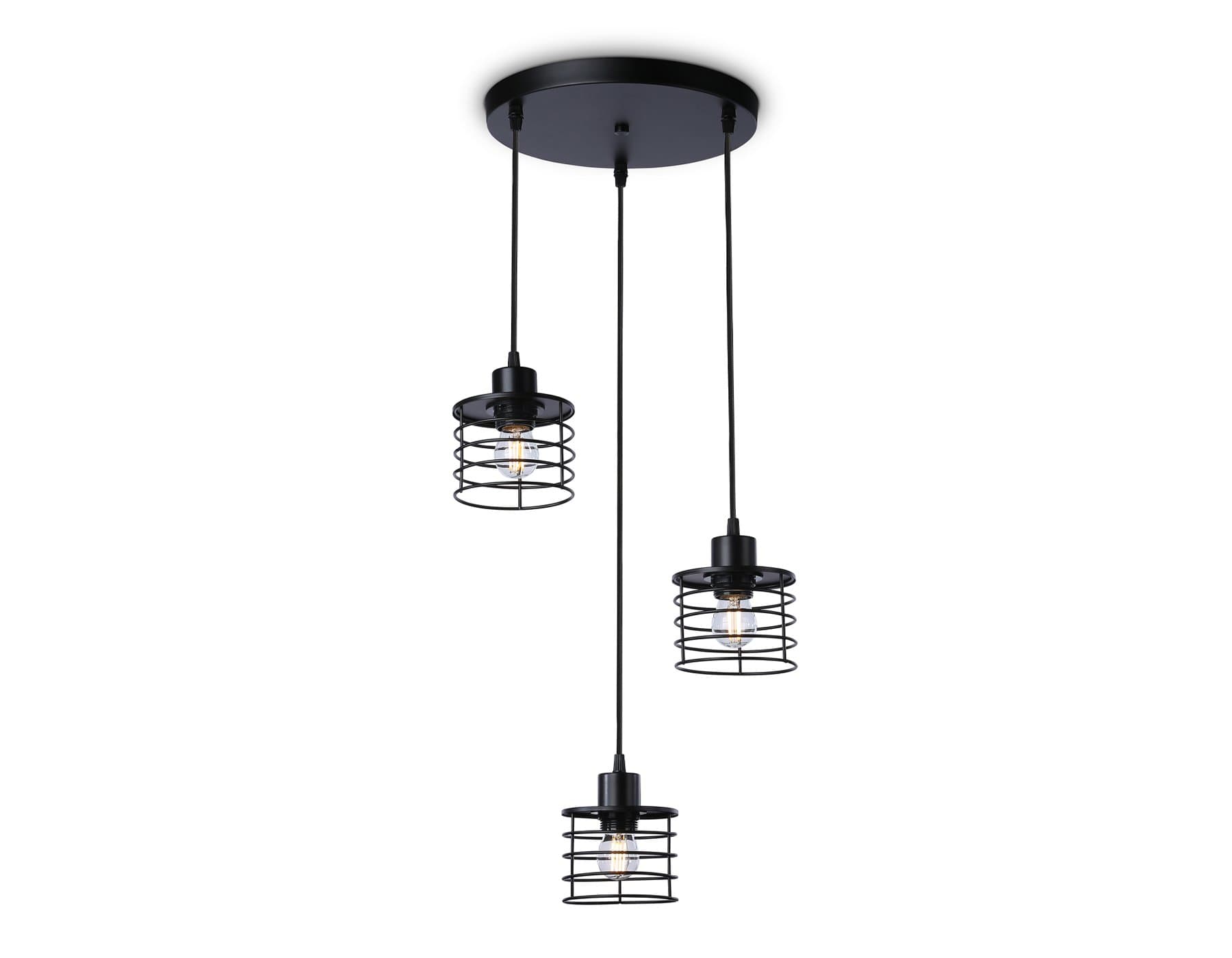 Ambrella Подвесной светильник в стиле лофт TR8081/3 BK черный E27*3 max 40W D372*1170 — миниатюра 2