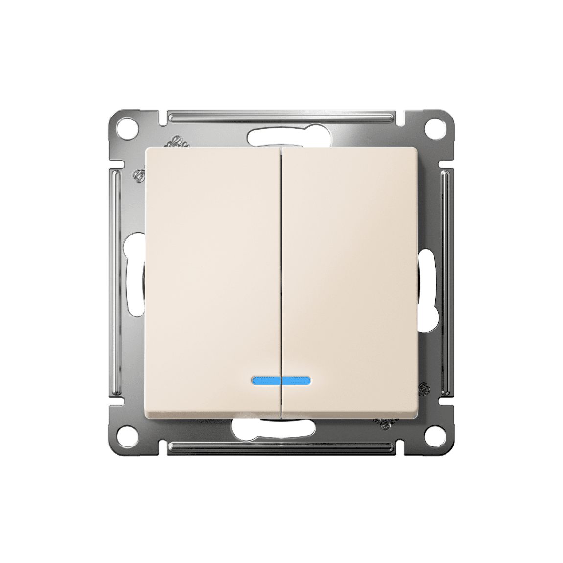 Systeme Electric AtlasDesign Бежевый Выключатель 2-клавишный с подсвет.,сх.5а, 10АХ,мех., быстрозажим. клем. — миниатюра 4
