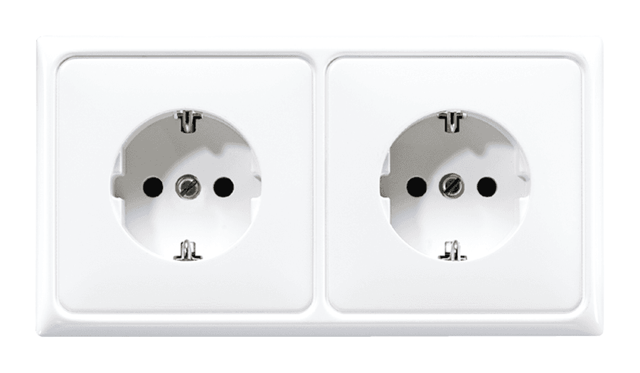 JUNG Штепсельная розетка SCHUKO 16A 250V~ сдвоенная, полная плата термопласт белая