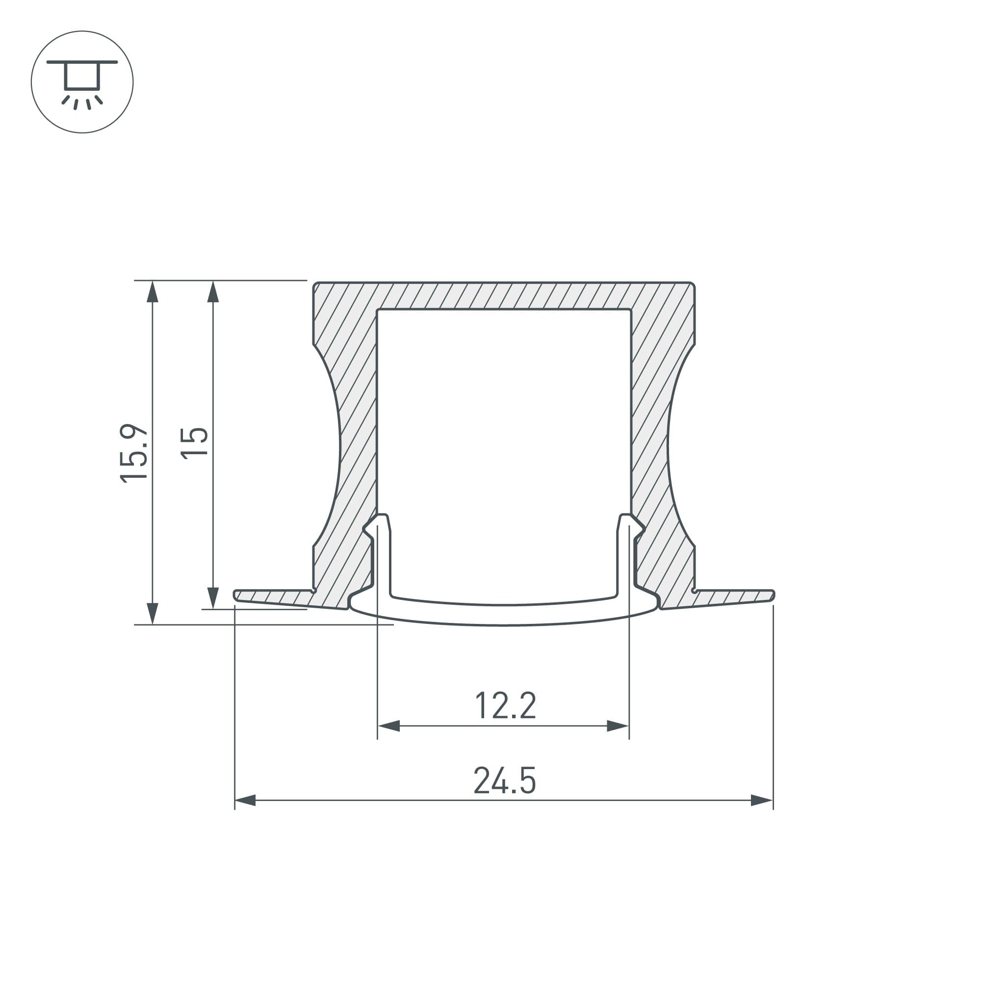 Arlight Профиль с экраном ALU-SLIM-H15-F-2000 ANOD+FROST (Алюминий) 018243 — миниатюра 2