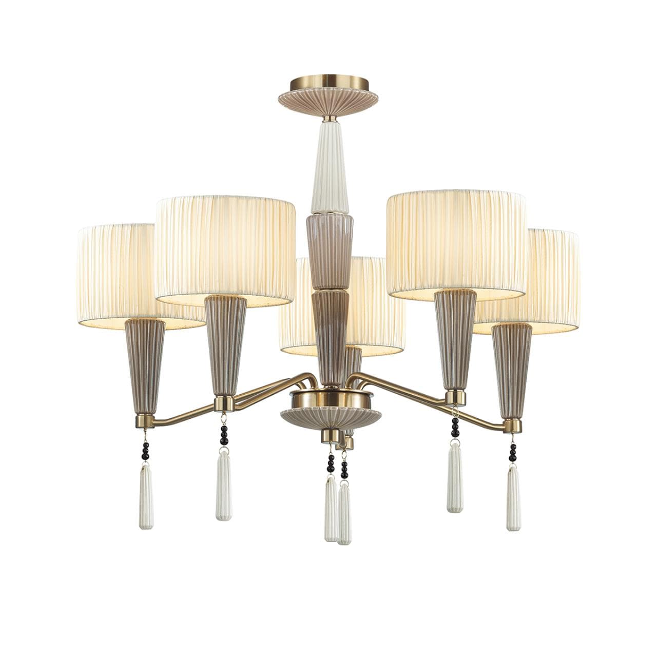 Odeon Light 5403/5 CLASSIC ODL_EX23 33 бронзовый/светло-коричневый/кремовый металл/керамика/ткань Люстра E14 5*40W LATTE