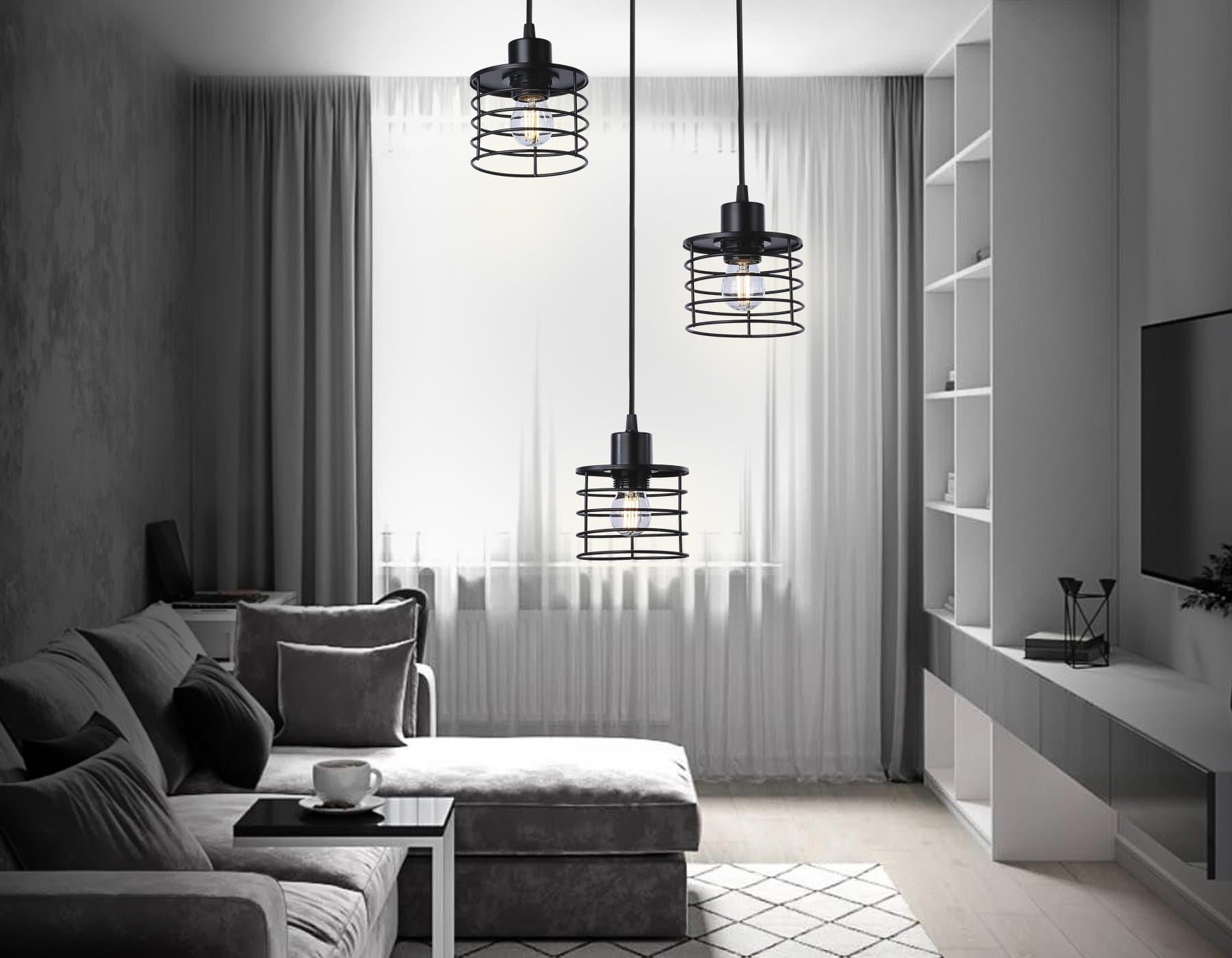 Ambrella Подвесной светильник в стиле лофт TR8081/3 BK черный E27*3 max 40W D372*1170 — миниатюра 3