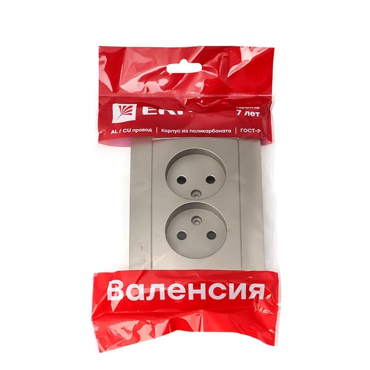 EKF PROxima Валенсия лицевая панель розетка 2-местной б/з 10А кашемир с защ. штор. — миниатюра 2
