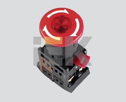 IEK Кнопка ANE22 Грибокс фикс.крас.d22мм неон/240В 1з+1р — миниатюра 2