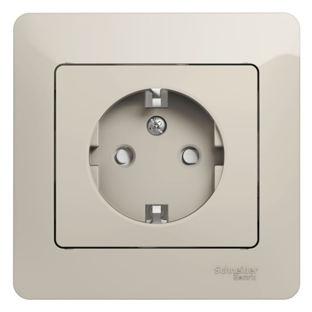 Systeme Electric Glossa Молочный Розетка с/з со шторками (в сборе)