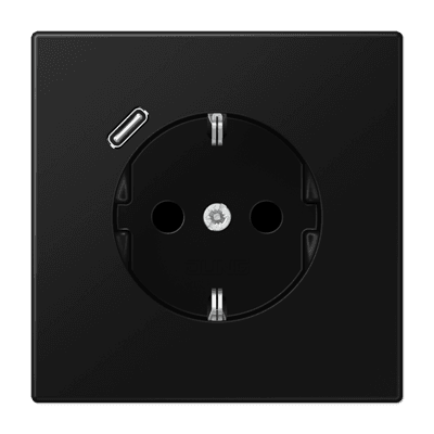 JUNG LS 990 Черный матовый Розетка с USB-зарядным устройством, тип С, SCHUKO LS1520-18CSWM