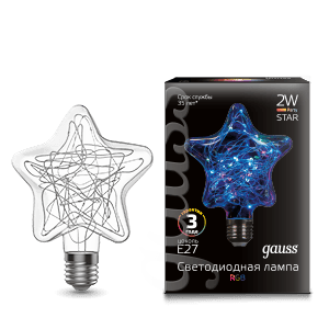 Gauss Лампа Filament Star 2W Е27 RGB LED /40 160802008
