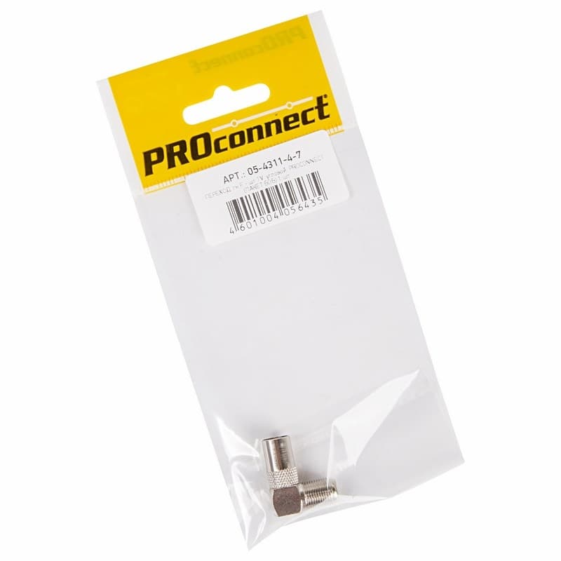 PROconnect Переходник антенный, (гнездо F - штекер TV), угловой (1шт.) (пакет) 05-4311-4-7