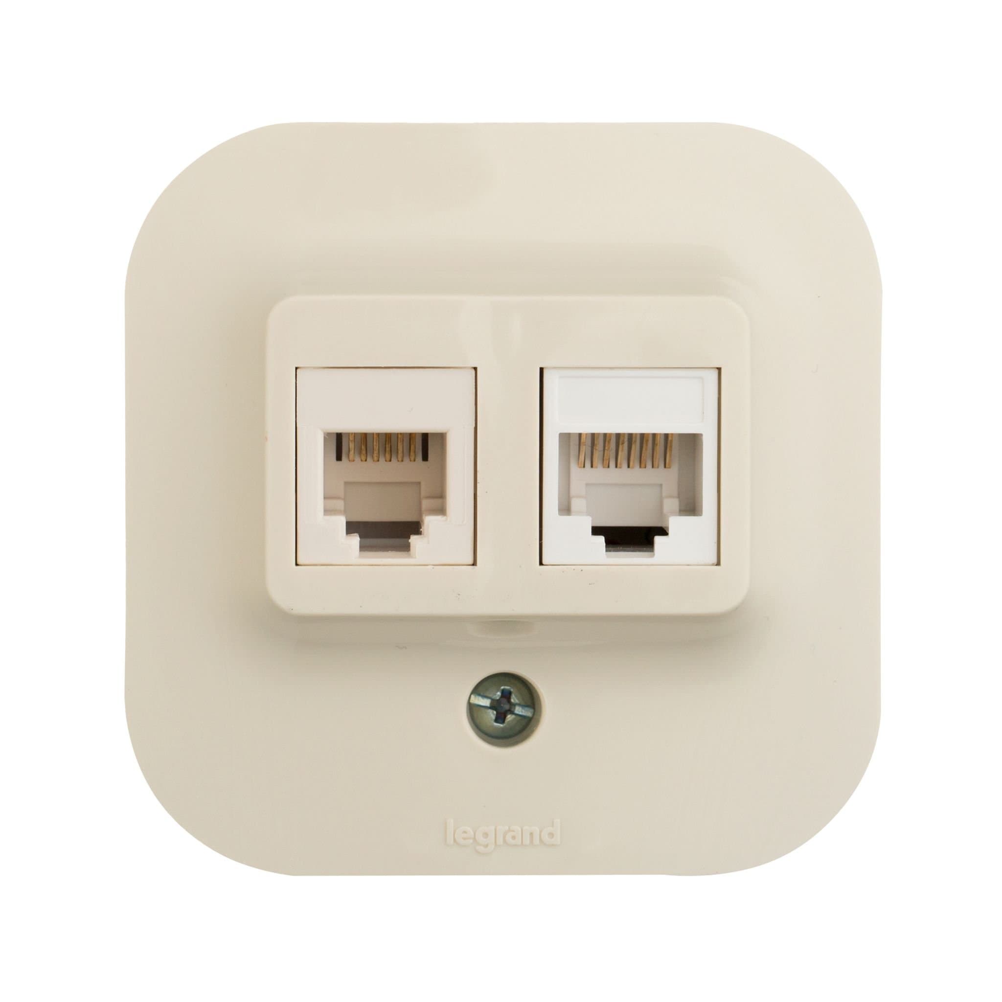Legrand Quteo Бежевый Роз RJ11+RJ45 категория 5UTP 782251 — миниатюра 2