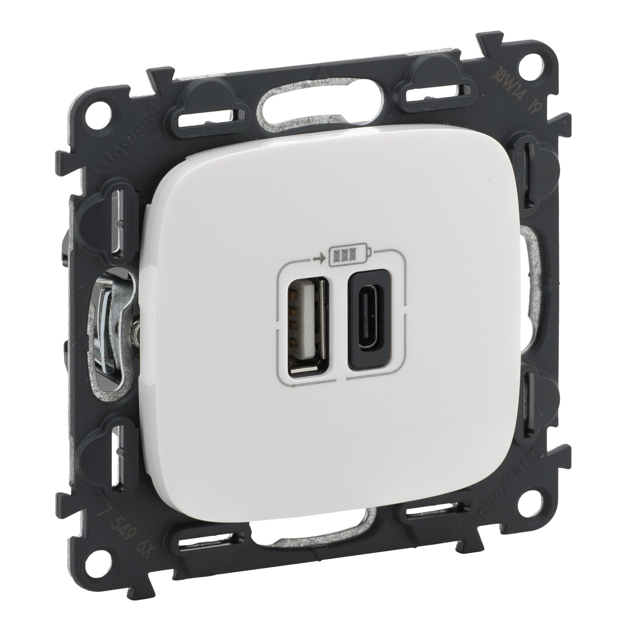 Legrand Valena Allure, белый, зарядка USB A-C 754965