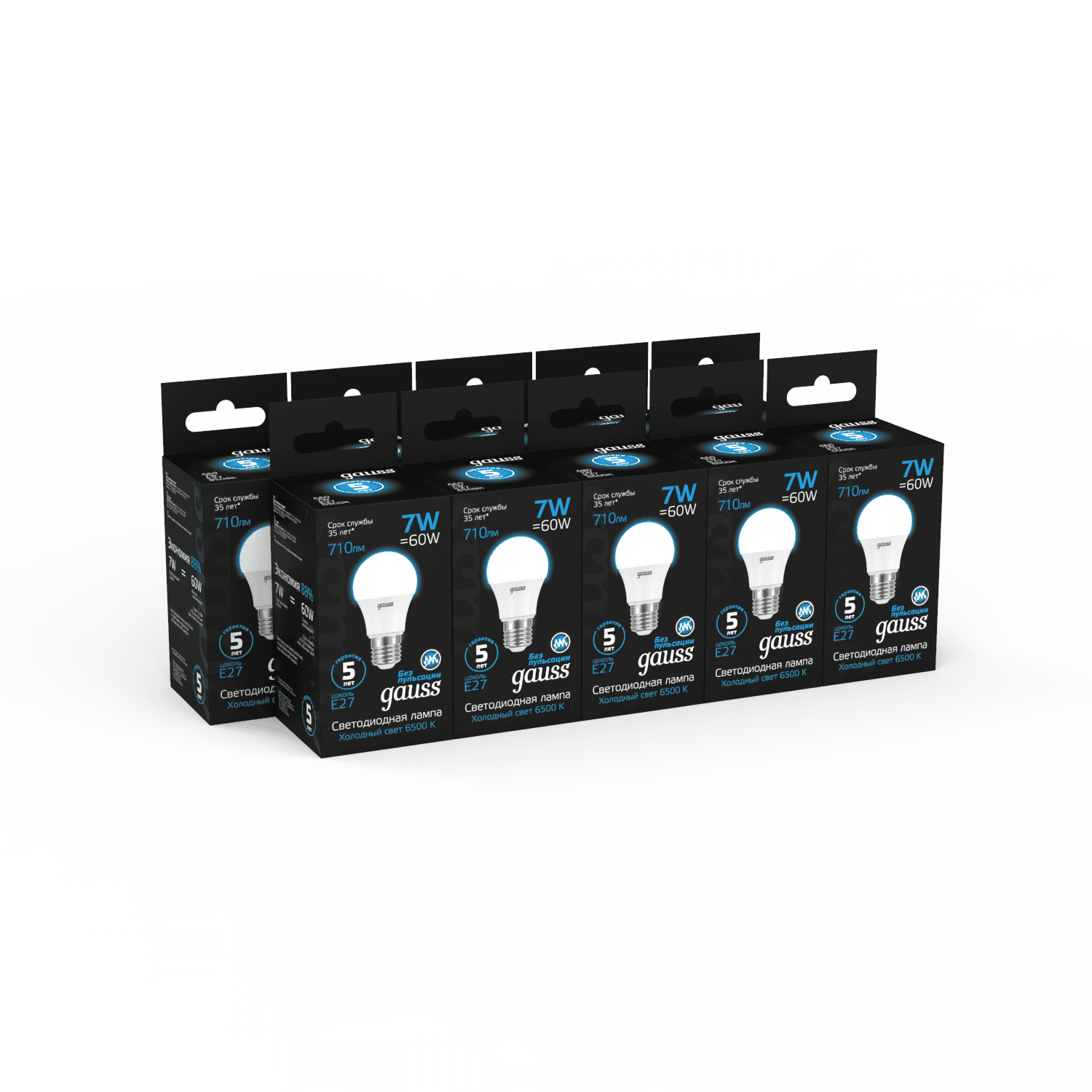 Gauss Лампа A60 7W 710lm 6500K E27 LED 1/10/50 102502307 — миниатюра 2