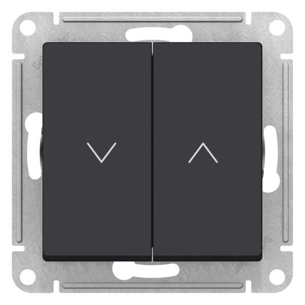 Systeme Electric AtlasDesign 2-клавишный выключатель для жалюзи, 2х сх.4, 10А, мех., карбон