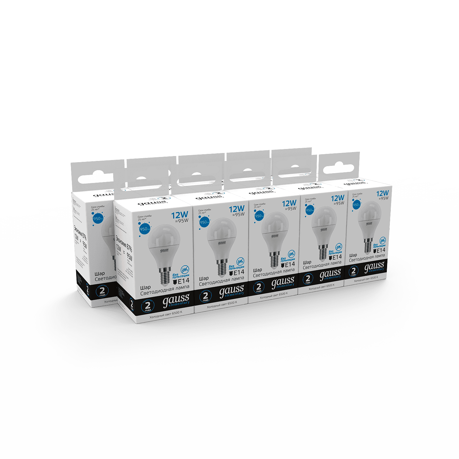 Gauss Лампа Elementary Шар 12W 950lm 6500K Е14 LED 53132 — миниатюра 5
