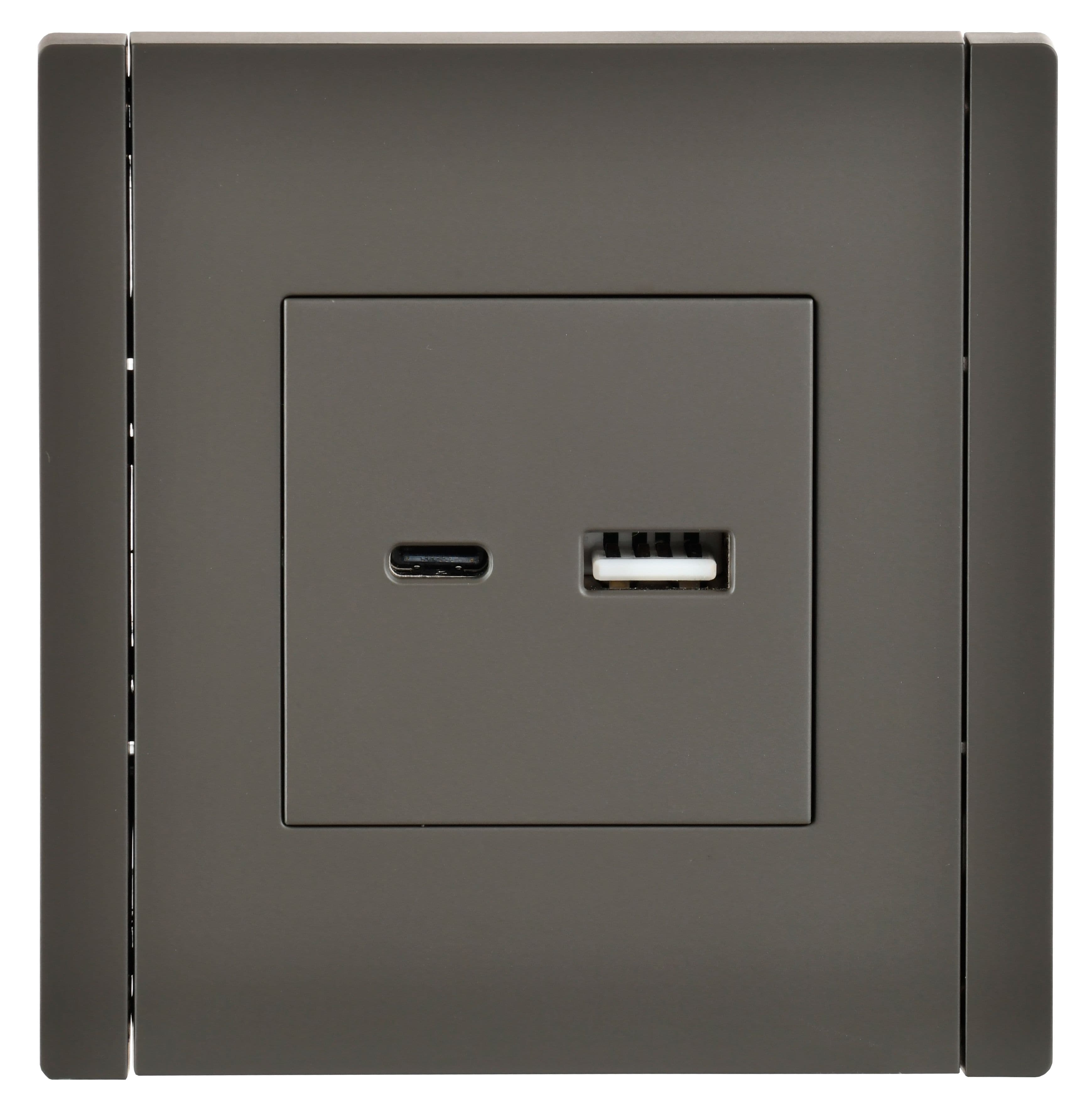 IEK FORTE&PIANO Серый Розетка USB A+C 3,1А FP350 — миниатюра 2
