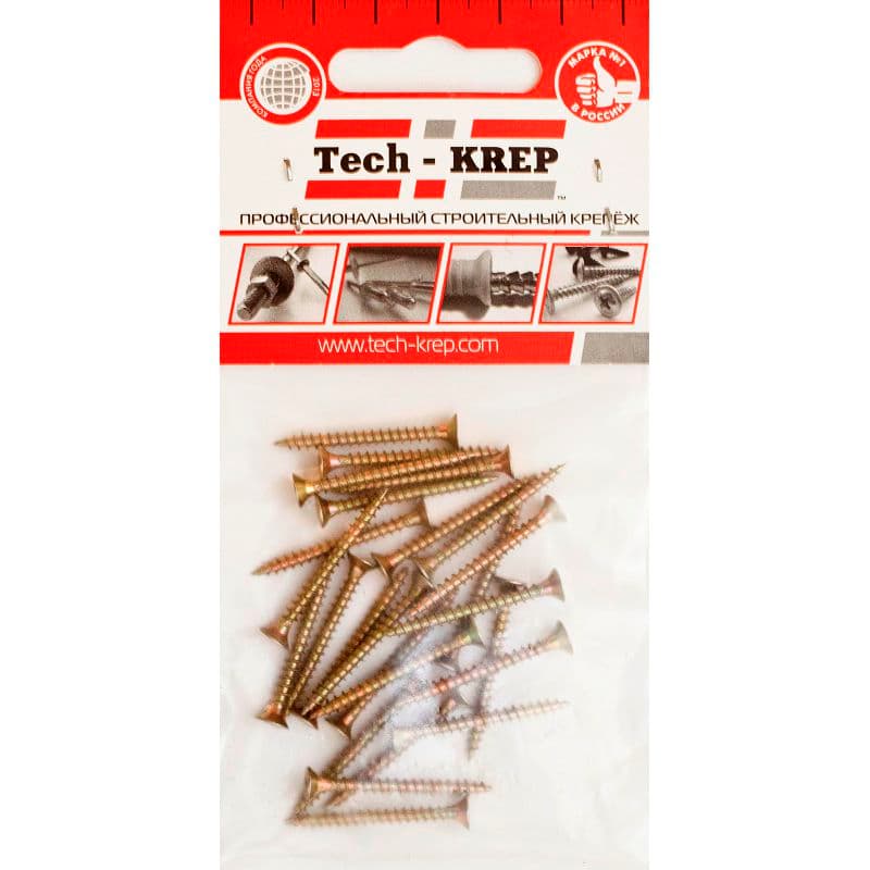 Tech-Krep Саморез ШУж 3,0х30 пот. гол. (25 шт) - пакет 102475 — миниатюра 2
