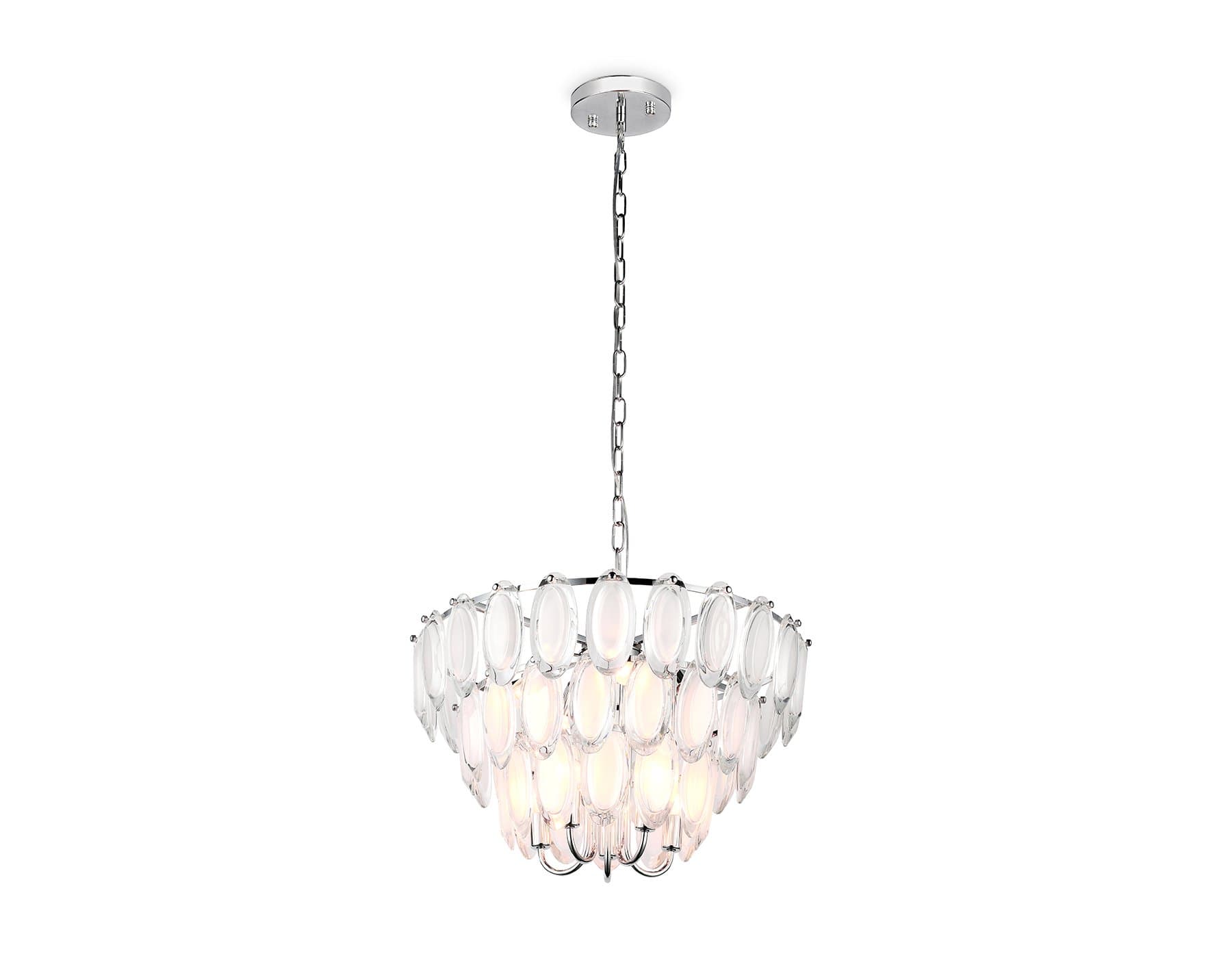 Ambrella Подвесная люстра TR5177/10 CH/CL/FR хром/прозрачный/белый матовый E14/10 max 40W D600*1050 — миниатюра 3