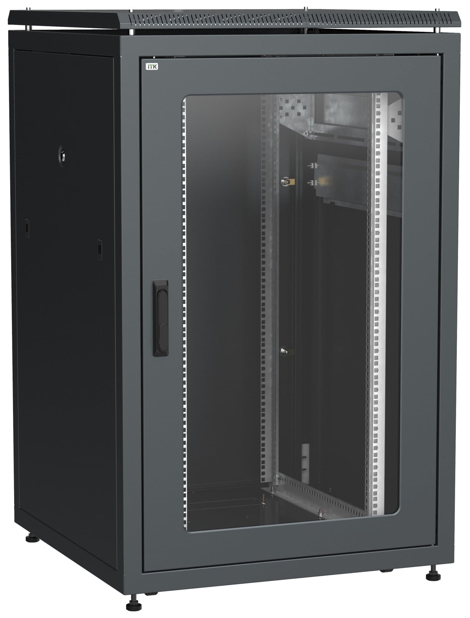IEK LINEA N ITK 24U 800х800мм стеклянная передняя дверь,, задняяя металлическая черный LN05-24U88-GM