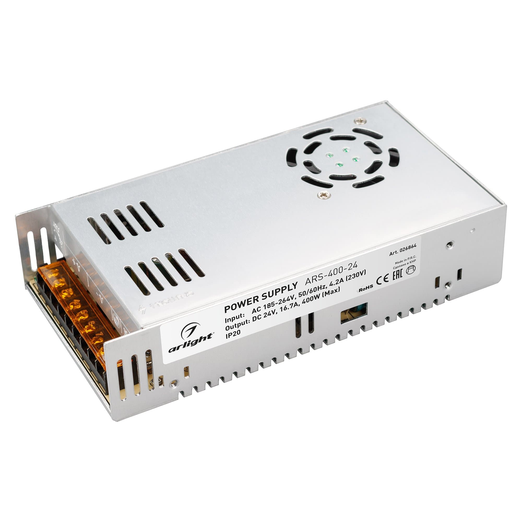 Arlight Блок питания ARS-400-24 (24V, 16,7A, 400W) (IP20 Сетка, 2 года) 026864