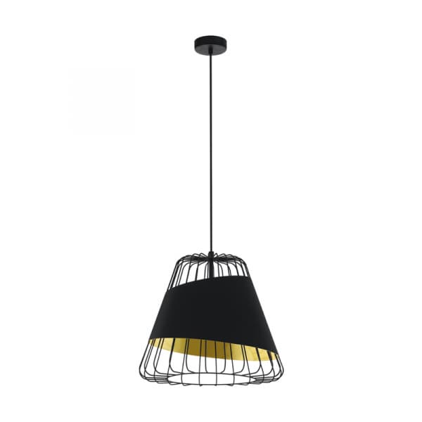 Eglo 49509 Подвес AUSTELL, 1х60W (E27), 430, H1100, сталь, черный/текстиль, черный, золотой — миниатюра 1