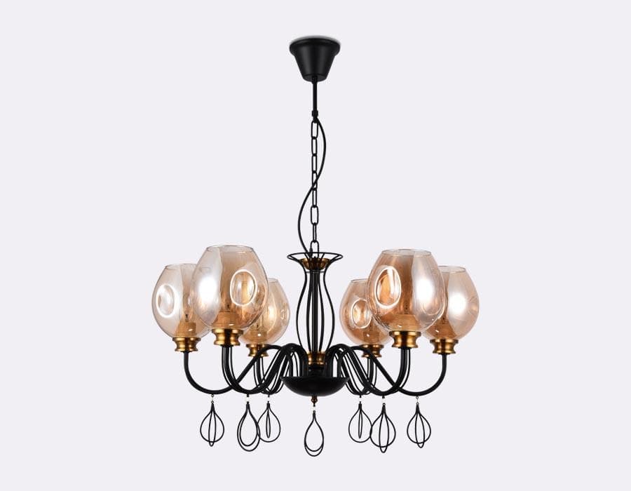 Ambrella Подвесная люстра TR9055/6 BK/TI черынй/янтарь E27 max 40W D700*850 — миниатюра 3