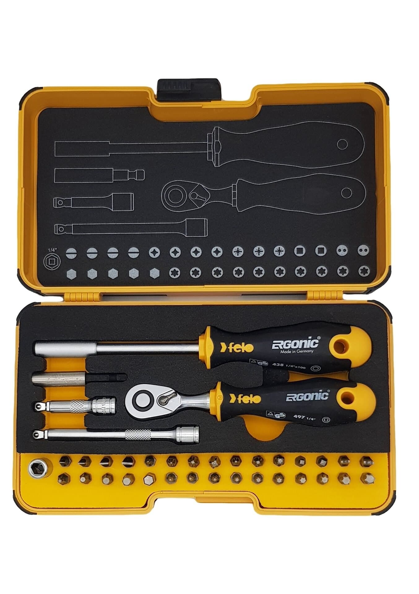 Felo Набор бит SL/HEX/PH/PZ/Tx/SQ/SPANNER/BH/MS с трещоткой и отвертка с держателем бит ERGONIC в кейсе, 36 шт 05783606 — миниатюра 2