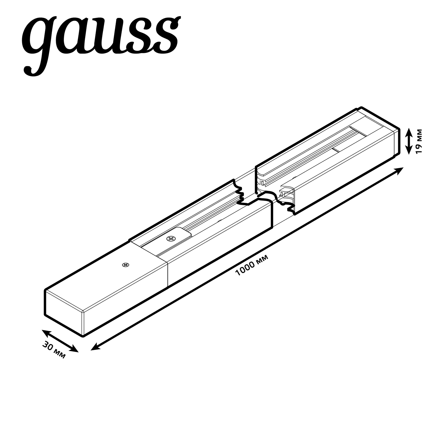 Gauss Шинопровод накладной 1м черный (с адаптером питания и заглушкой) TR103 — миниатюра 3