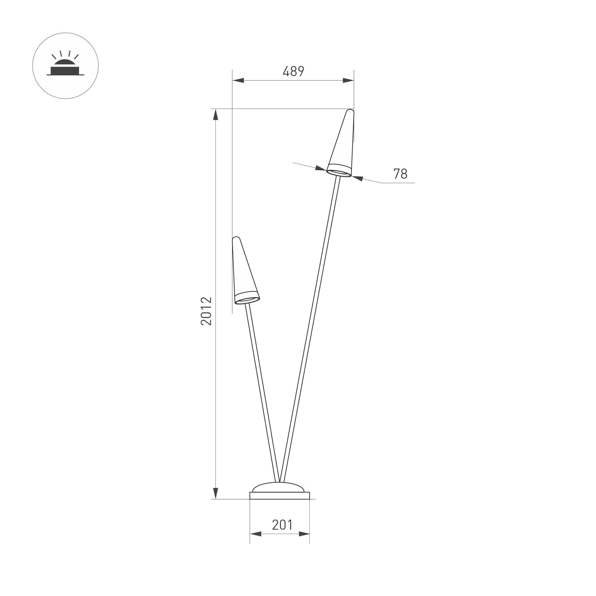 Arlight Светильник LGD-CONO-BOLL-H2000-2x7W Warm3000 (DG, 36 deg, 230V) (IP65 Металл, 3 года) 035394 — миниатюра 2