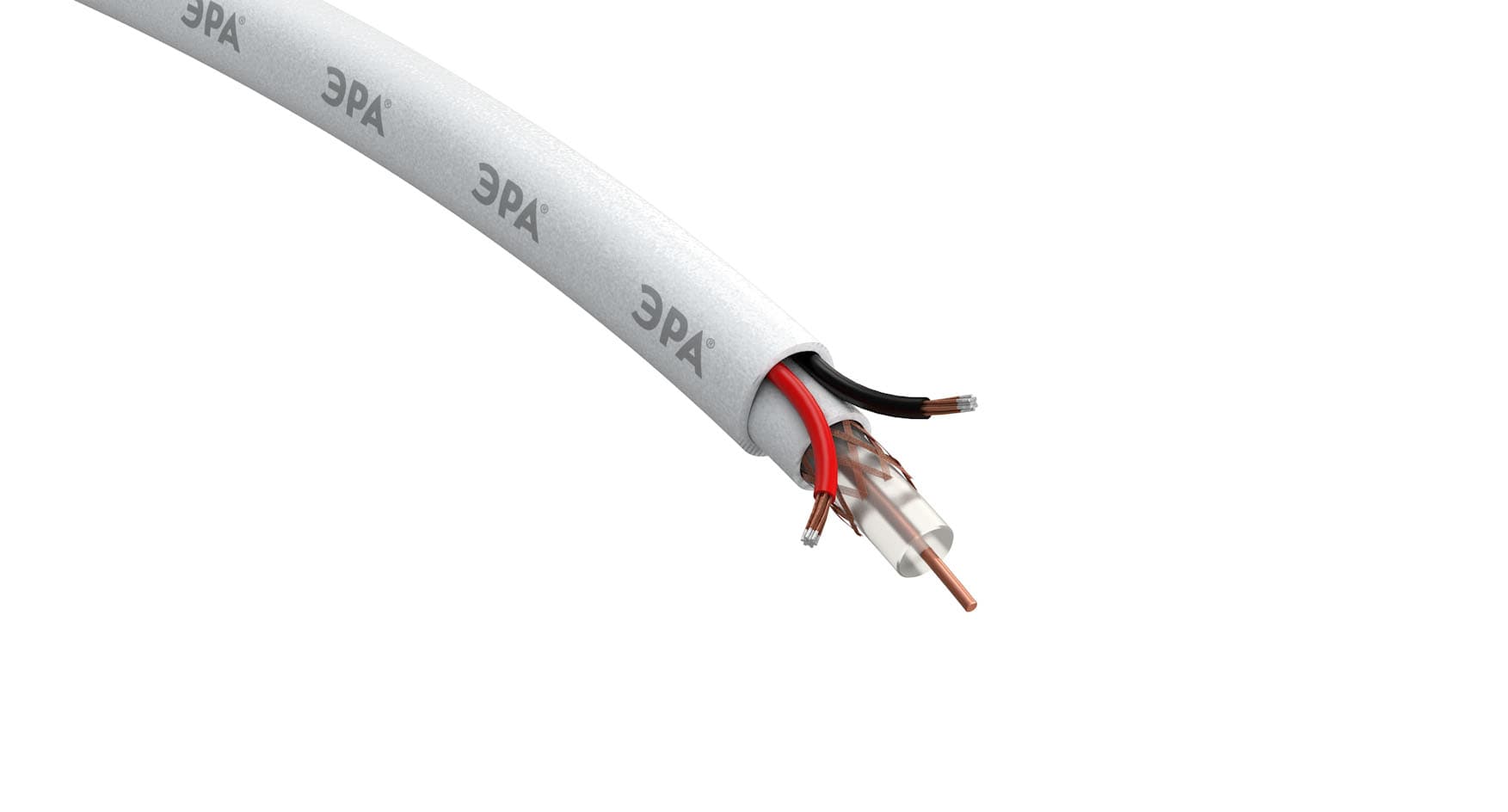 ЭРА Кабель для аналогового видеонаблюдения Simple KL-0.5-PVC КВК-В-2 +2x0,5 мм², бухта 200 метров, белый