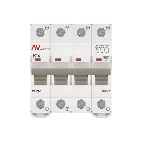 EKF Выключатель автоматический AV-10 DC 4P 16A (K) 10kA AVERES — миниатюра 4