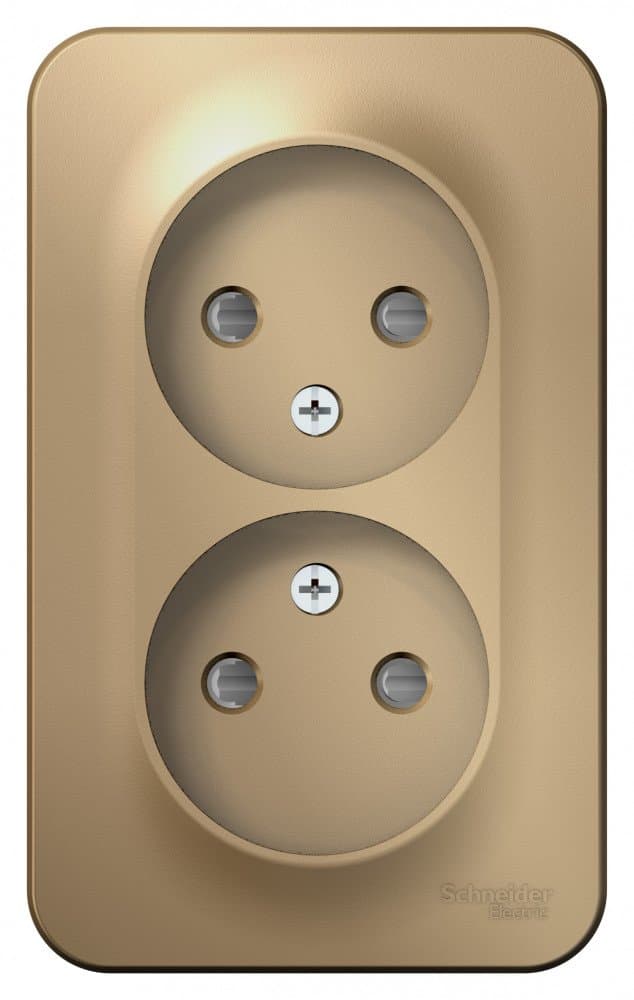 Systeme Electric Blanca наруж Титан Розетка 2-ая б/з со шторками 16А, 250В, изолир. пластина